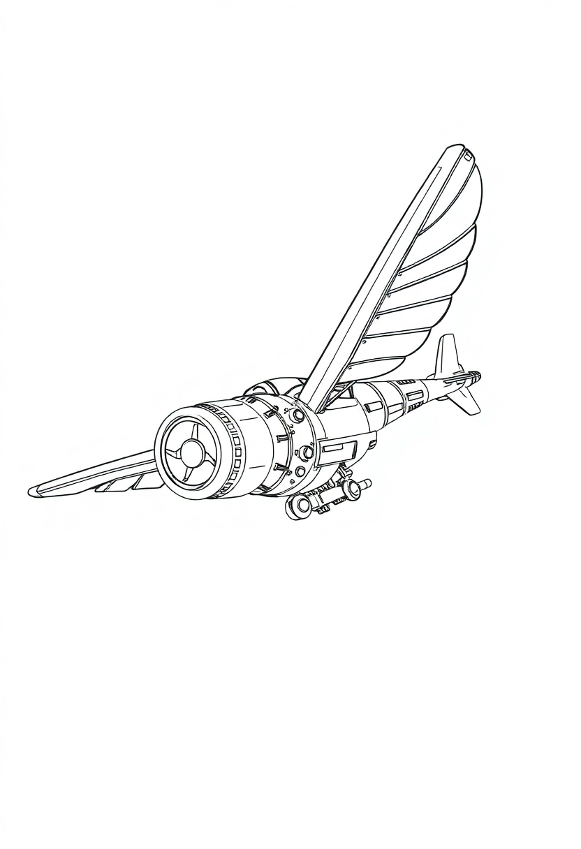 Mechanical Flying Machine coloring page, free printable