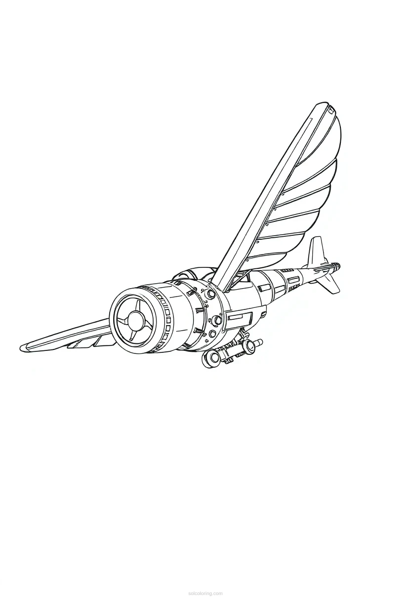 Mechanical Flying Machine coloring page for kids