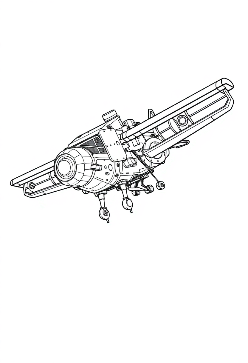 Mechanical Flying Machine coloring page, free printable