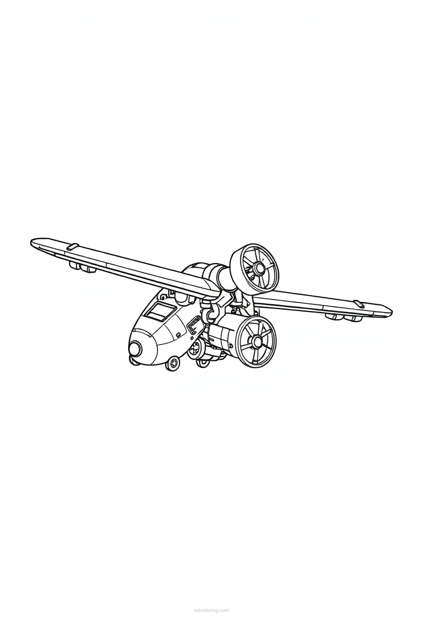 Mechanical Flying Machine coloring page for kids