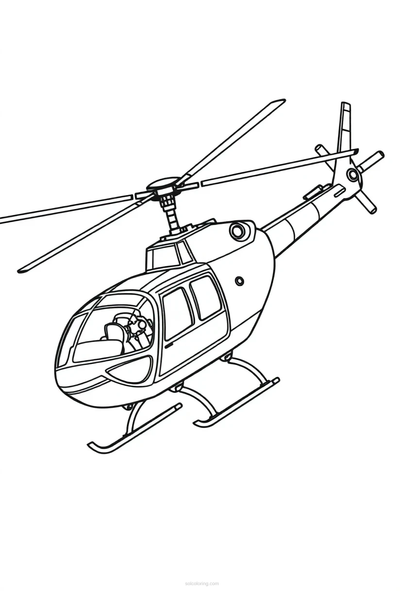 Mechanical Helicopter coloring page for kids