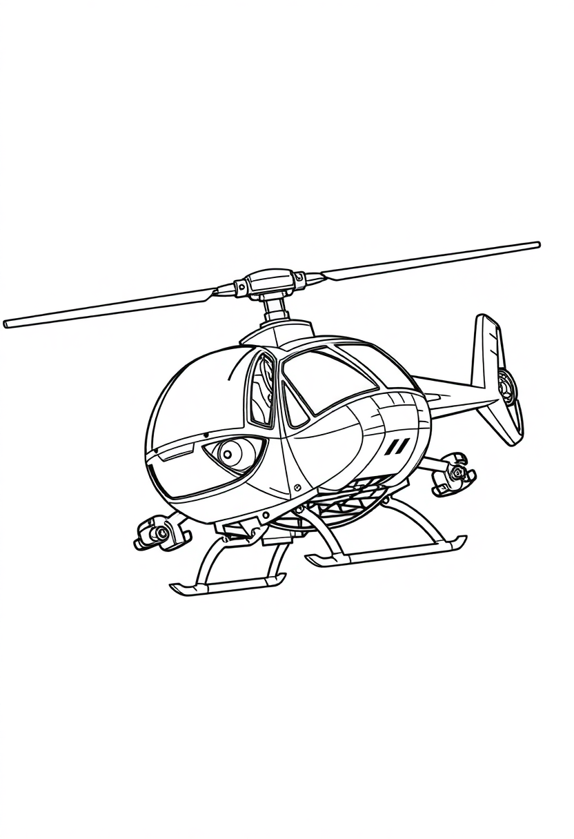 Mechanical Helicopter coloring page, free printable