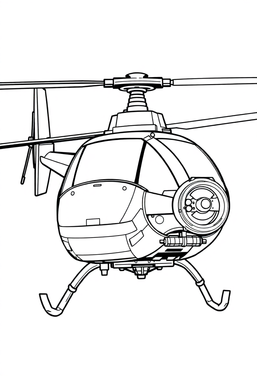Mechanical Helicopter coloring page, free printable