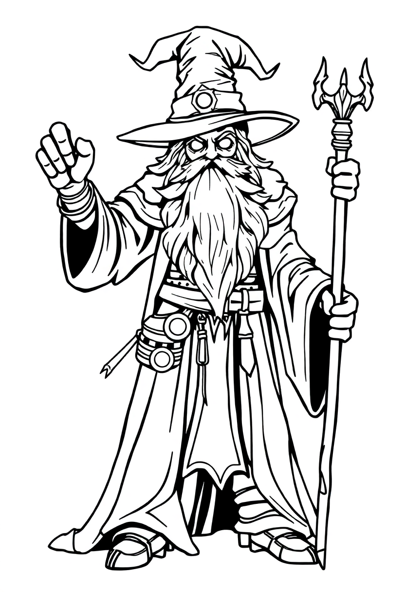 Mechanical Wizard coloring page, free printable
