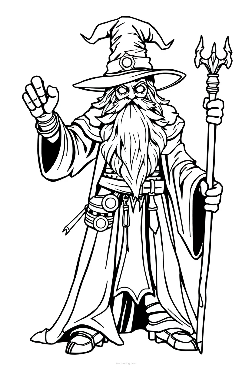 Mechanical Wizard coloring page for kids