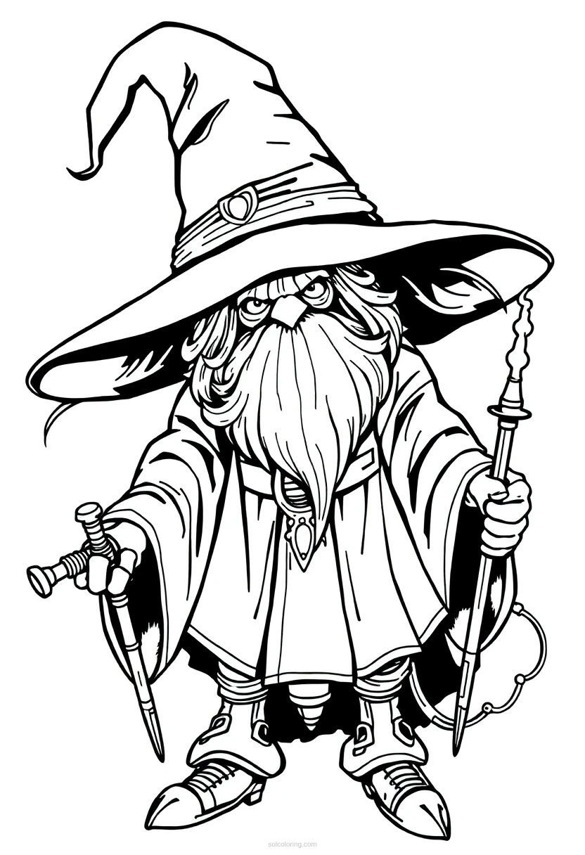 Mechanical Wizard coloring page for kids