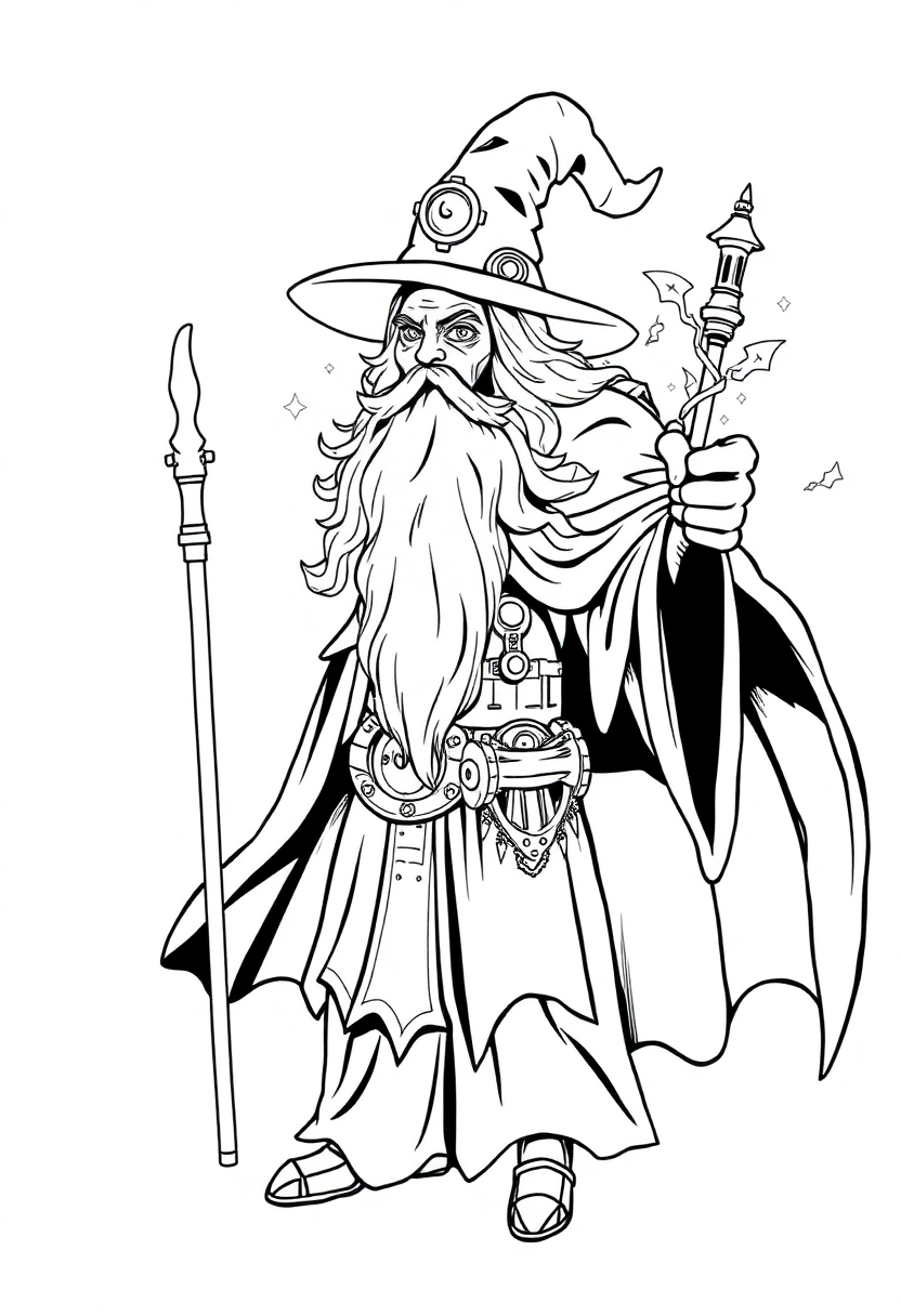 Mechanical Wizard coloring page, free printable
