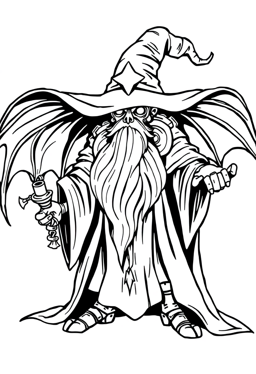 Mechanical Wizard coloring page, free printable