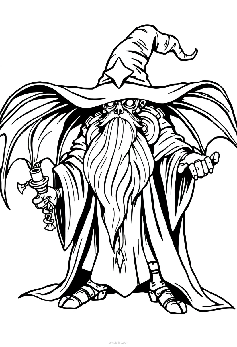 Mechanical Wizard coloring page for kids