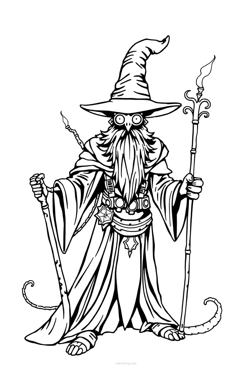 Mechanical Wizard coloring page for kids
