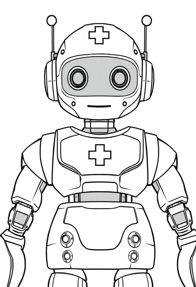Medical Care Robot coloring page, free printable