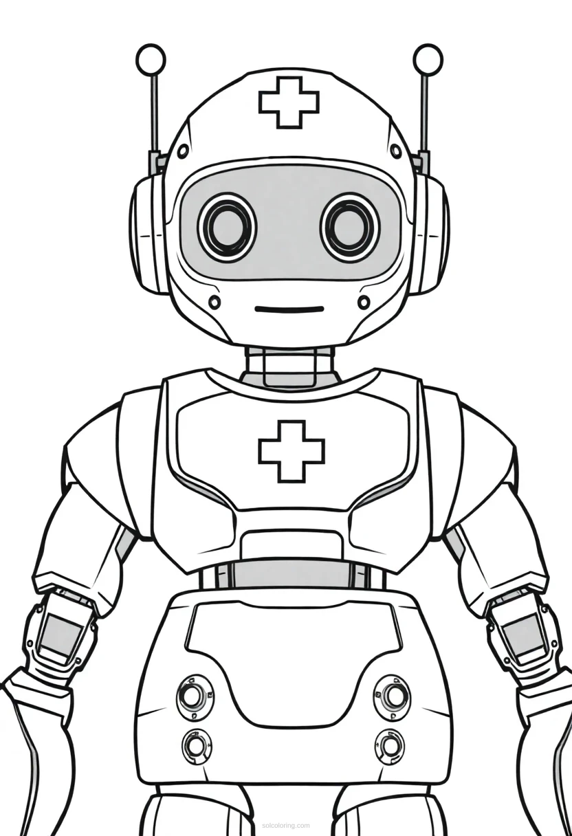 Medical Care Robot coloring page for kids
