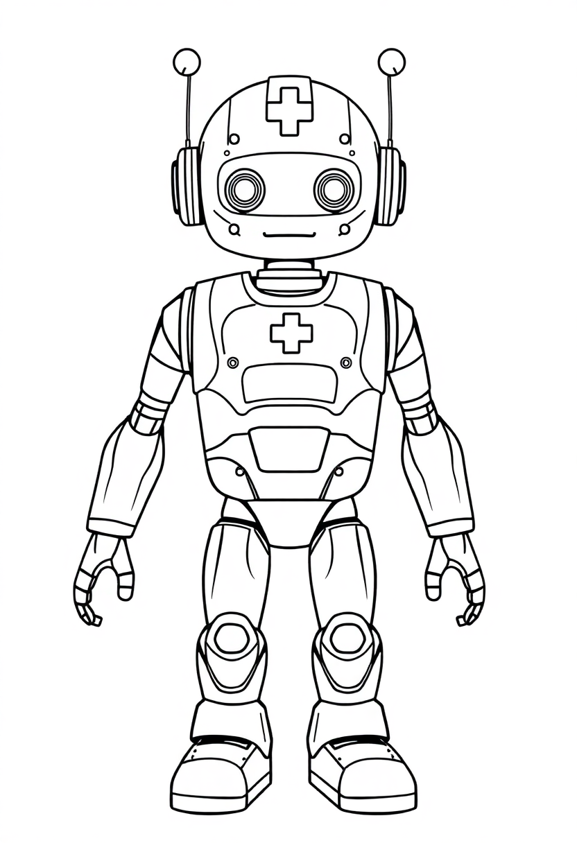 Medical Care Robot coloring page, free printable