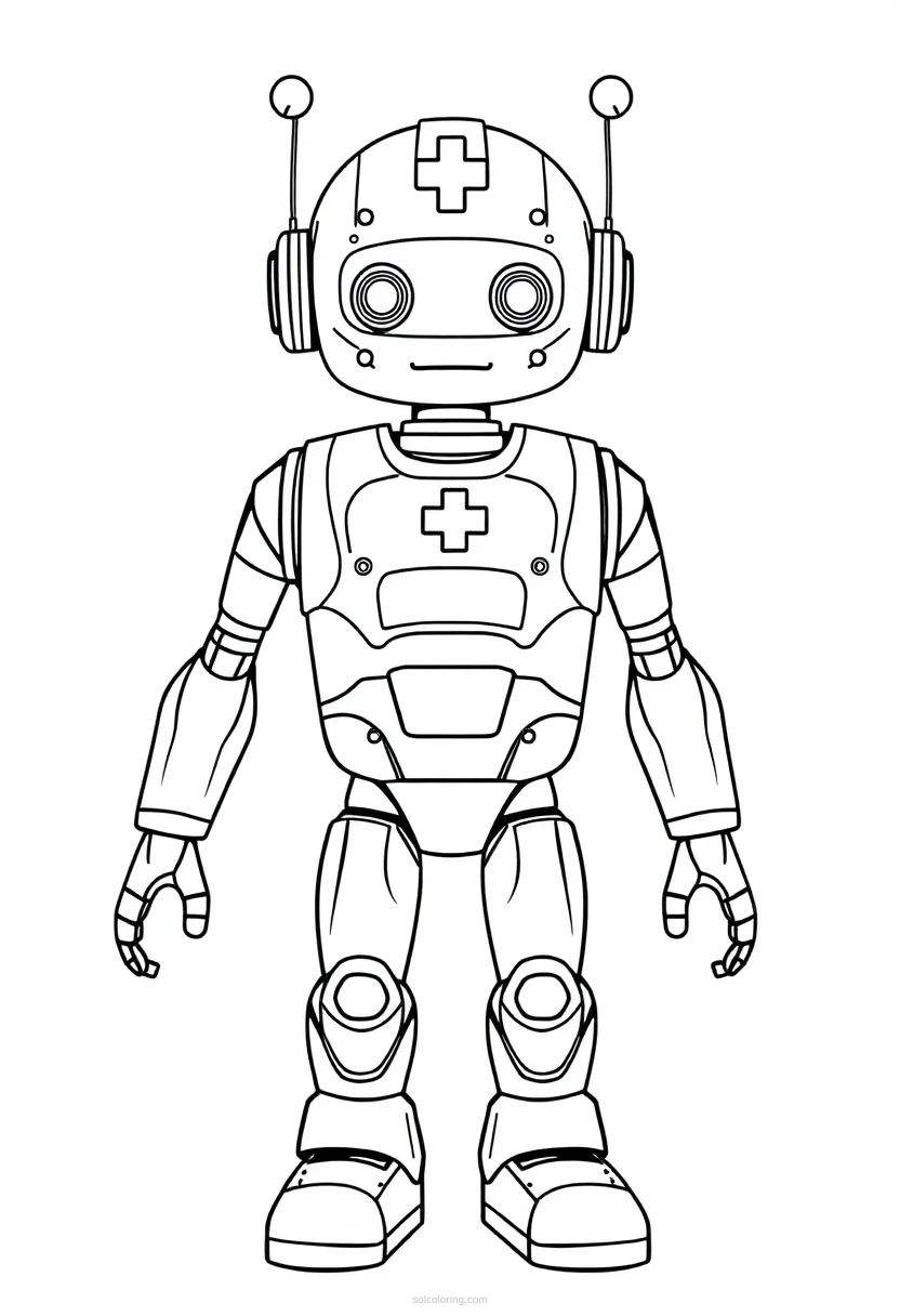 Medical Care Robot coloring page for kids