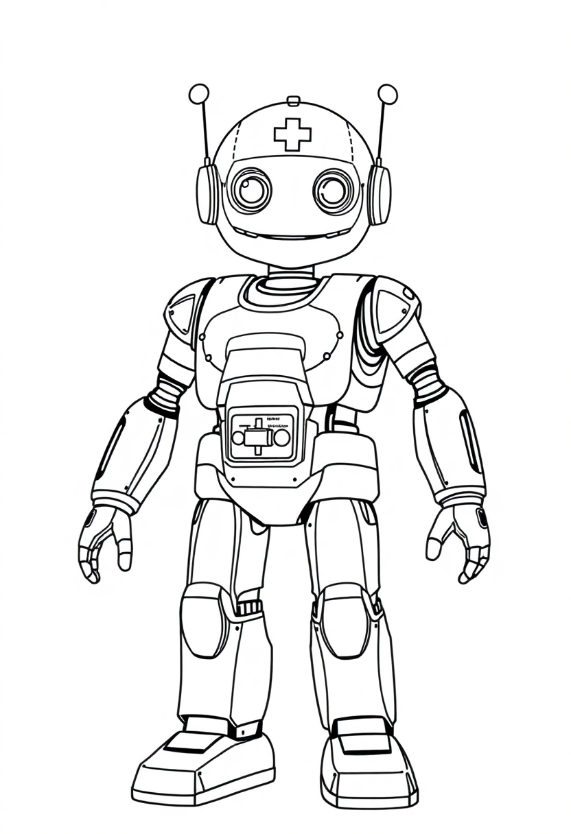 Medical Care Robot coloring page, free printable