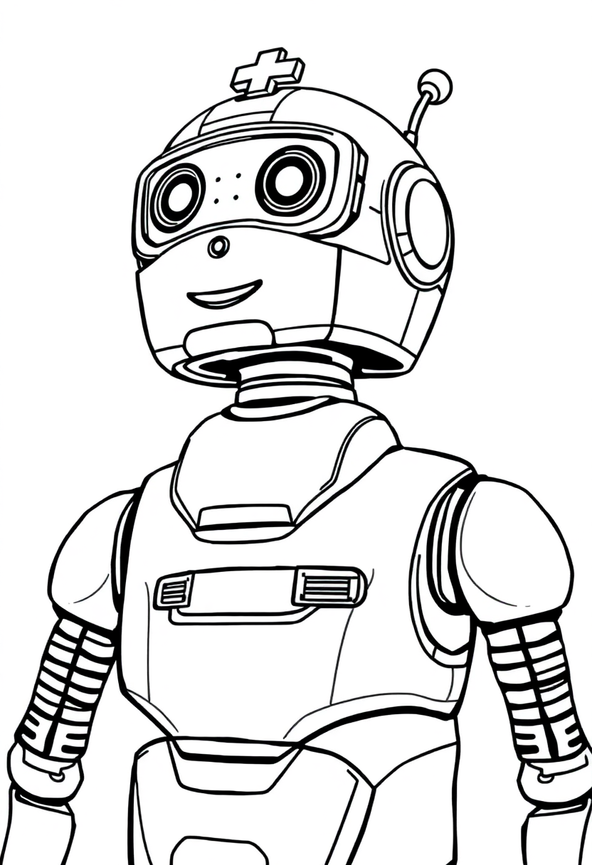 Medical Care Robot coloring page, free printable