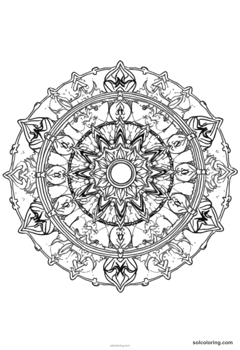 Mandala Medieval Alchemist's Laboratory mandala coloring page for kids