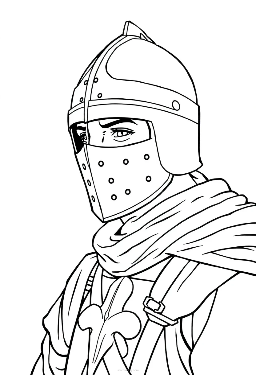 Medieval Crusader Knight coloring page for kids