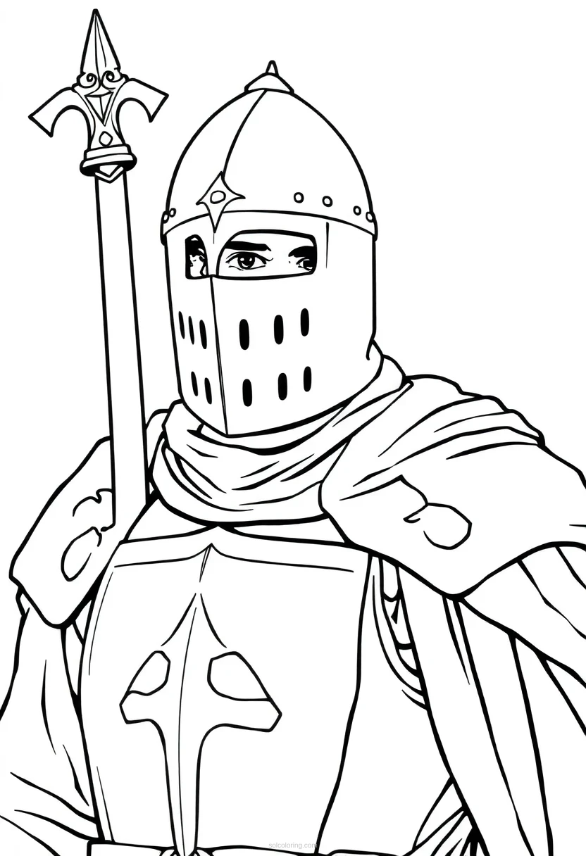 Medieval Crusader Knight coloring page for kids