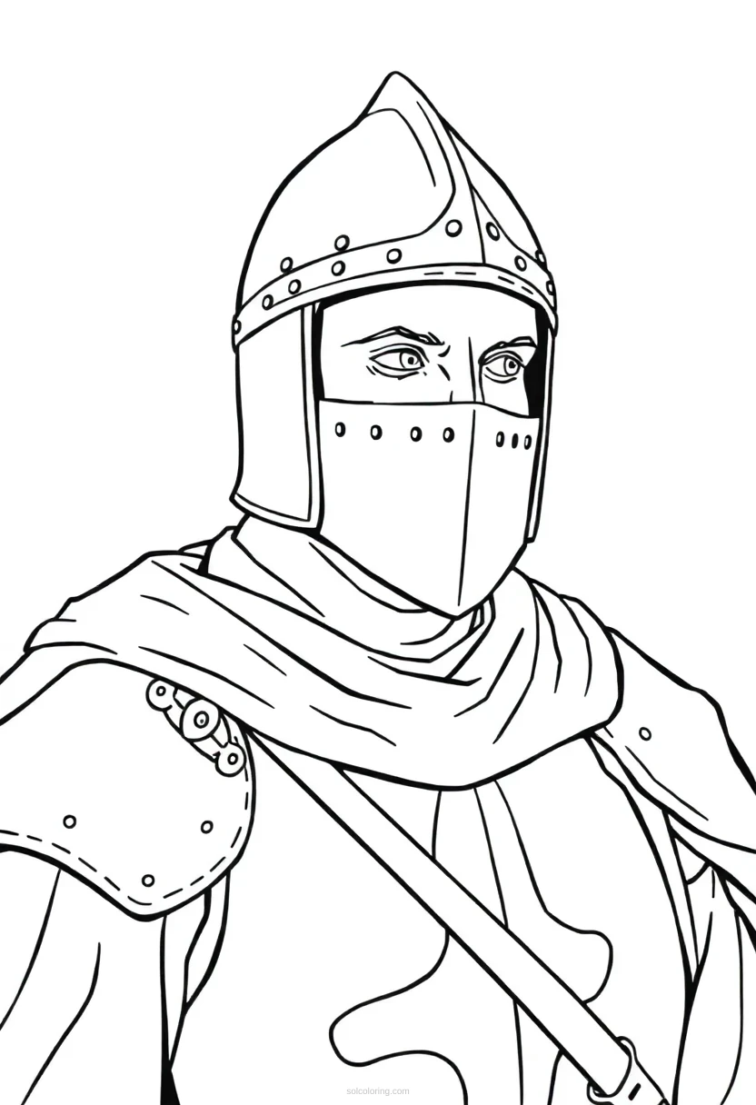 Medieval Crusader Knight coloring page for kids