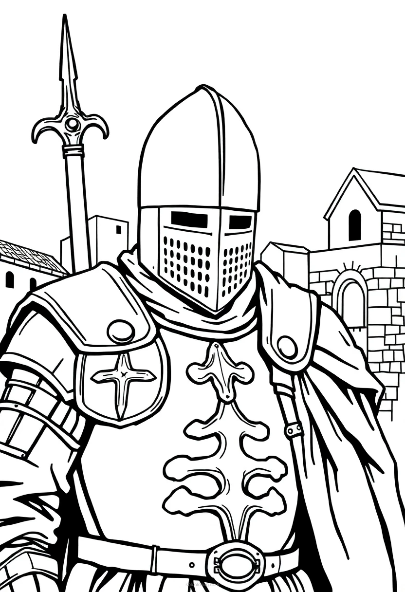 Medieval Crusader Knight coloring pages