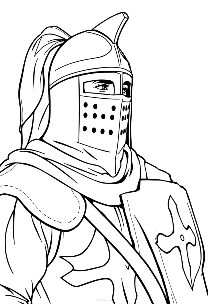 Medieval Crusader Knight coloring page for kids