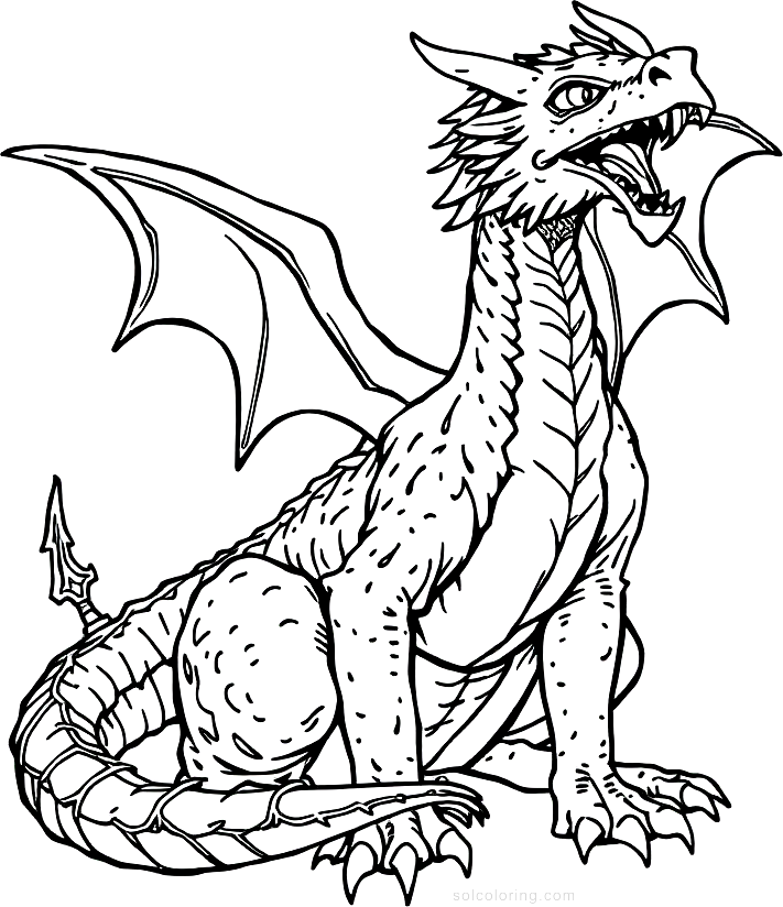 Medieval Dragon coloring page, free printable