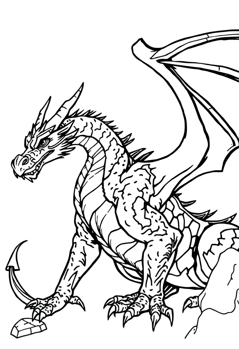 Medieval Dragon coloring page, free printable
