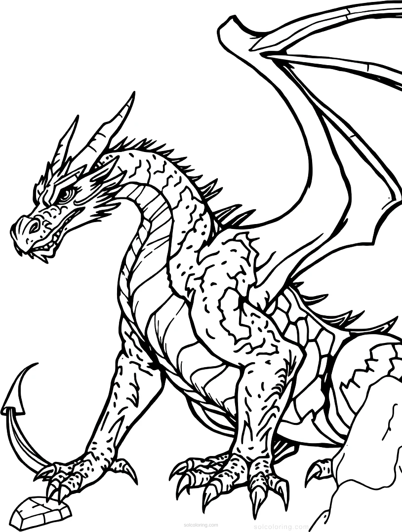 Medieval Dragon coloring page for kids