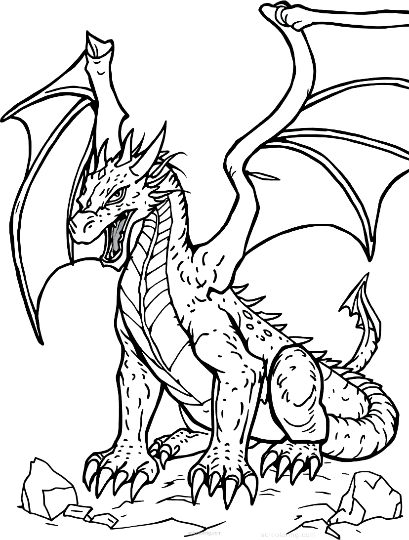 Medieval Dragon coloring page for kids