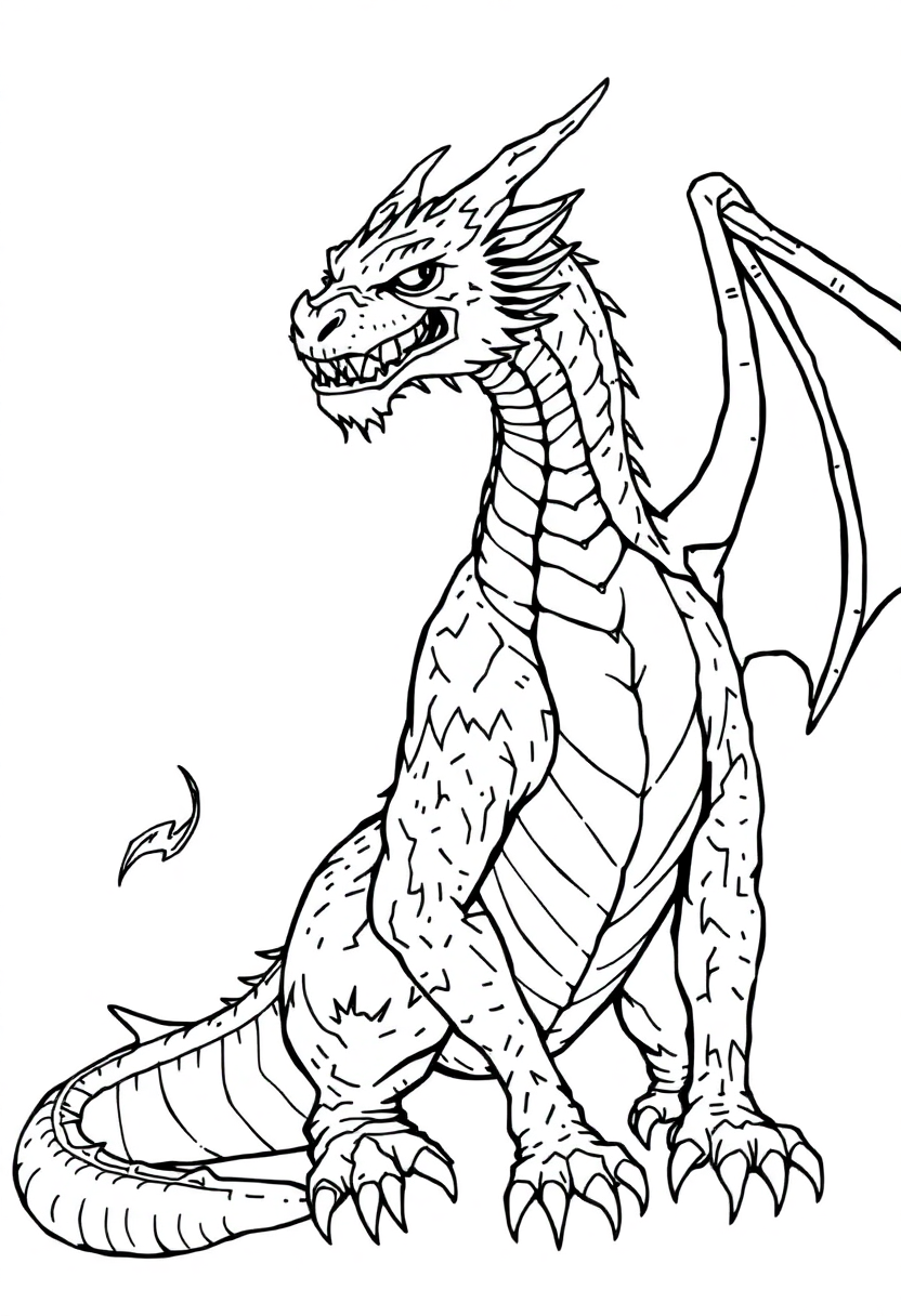 Medieval Dragon coloring page, free printable