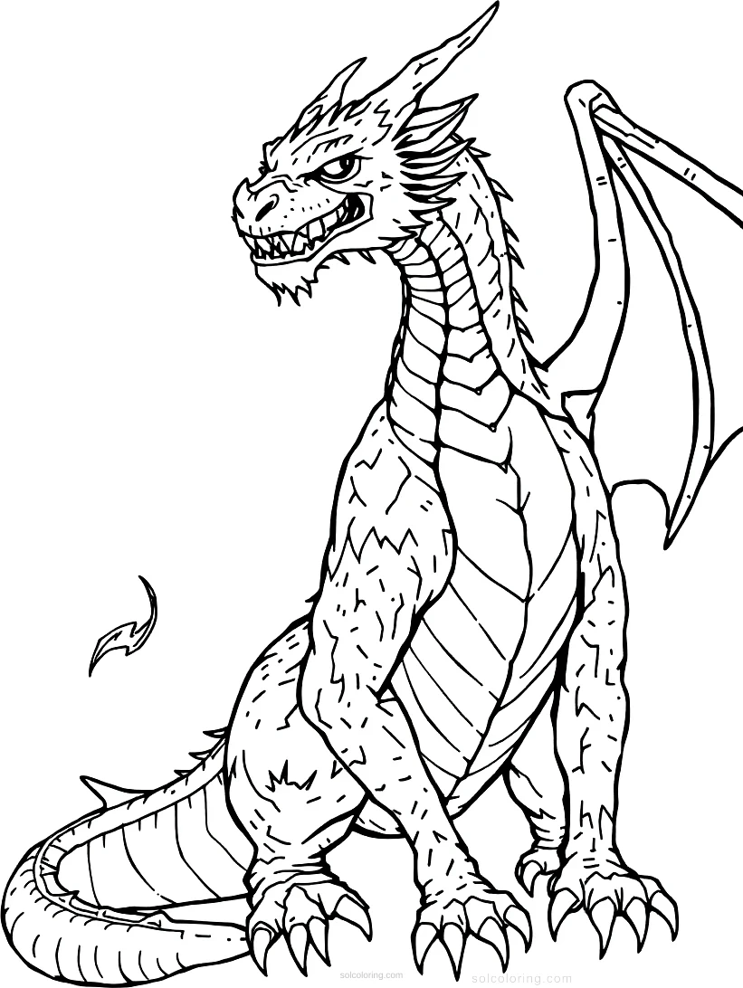 Medieval Dragon coloring page for kids