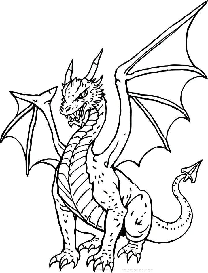 Medieval Dragon coloring page for kids