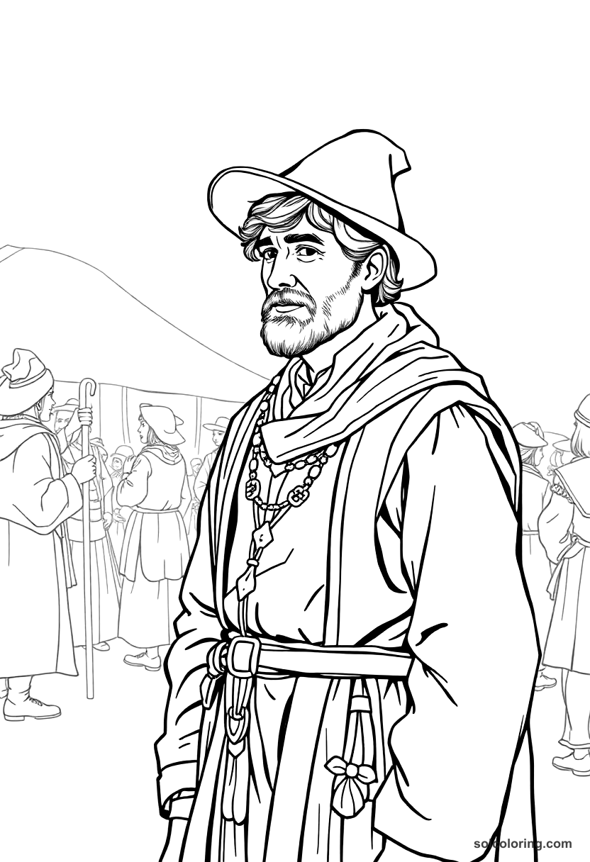 Medieval Fair With Traveling Performers coloring pages