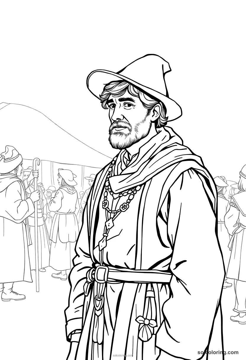 Medieval Fair With Traveling Performers coloring pages