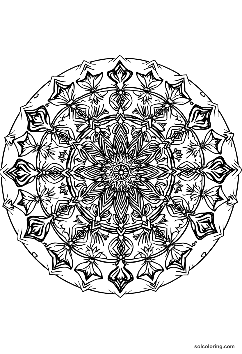 Mandala Medieval Herbalist Garden and Apothecary coloring page, free printable mandala style
