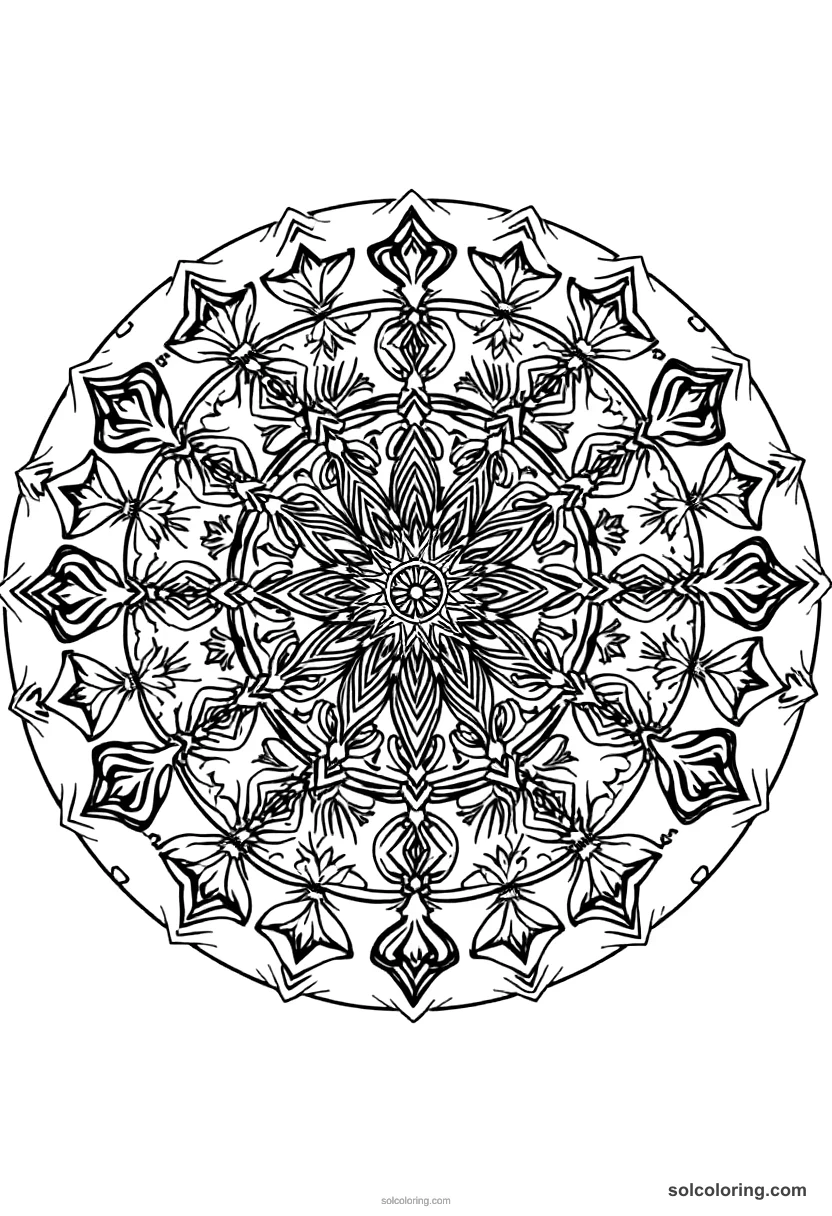 Mandala Medieval Herbalist Garden and Apothecary mandala coloring page for kids