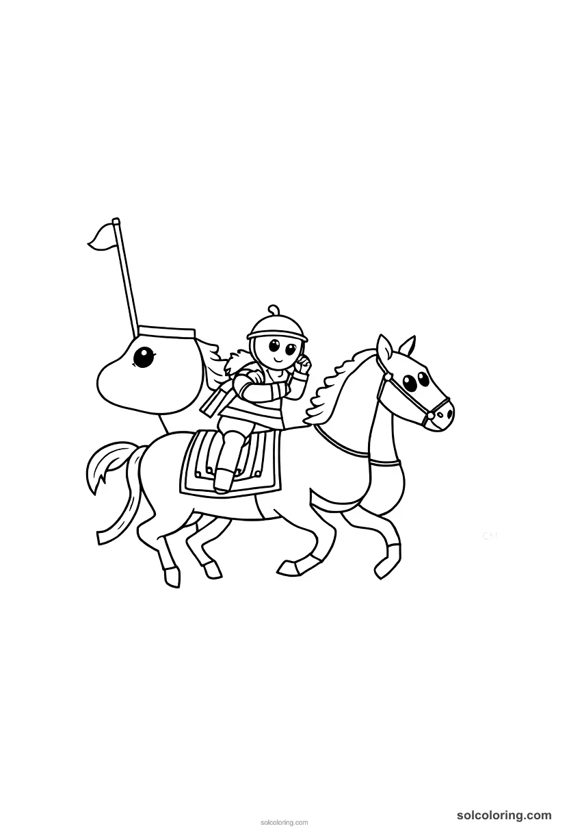 Cute Cartoon Medieval Jousting Tournament cute cartoon coloring page for kids