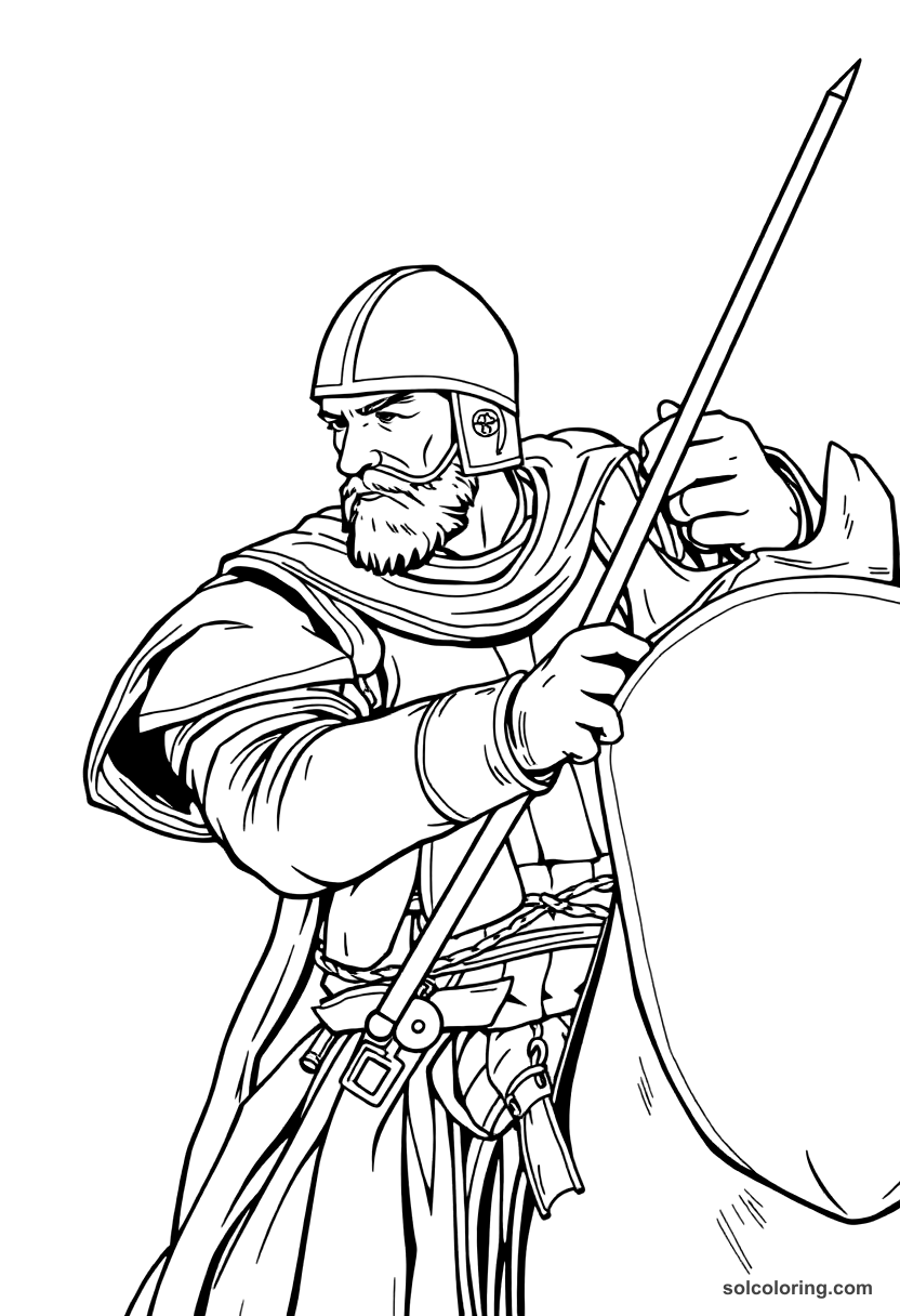 Medieval Jousting Tournament coloring page, free printable detailed style