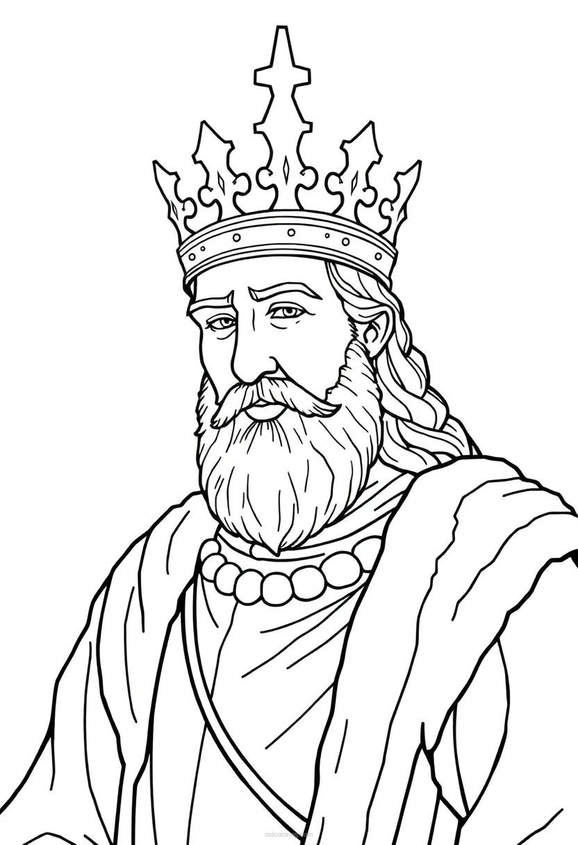 Medieval King with Crown coloring page for kids