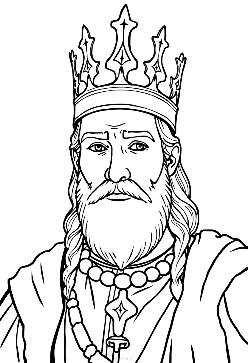 Medieval King with Crown coloring page for kids