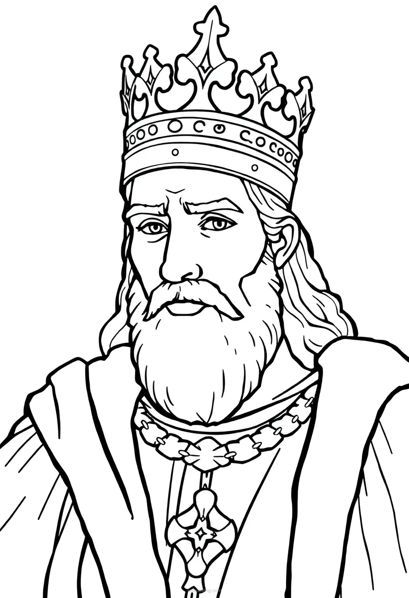 Medieval King With Crown coloring pages