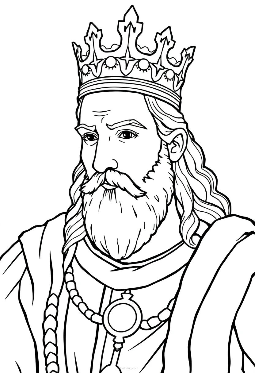 Medieval King with Crown coloring page for kids