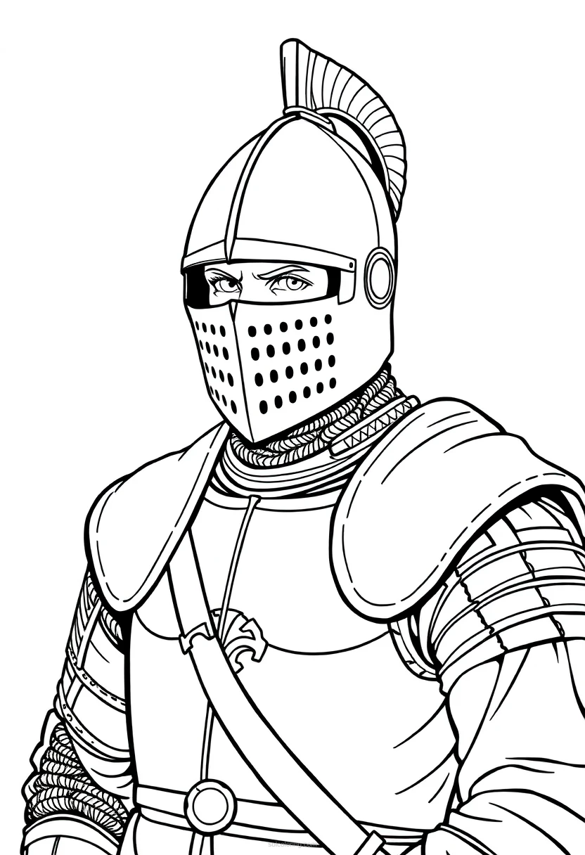 Medieval Knight Commander coloring page for kids