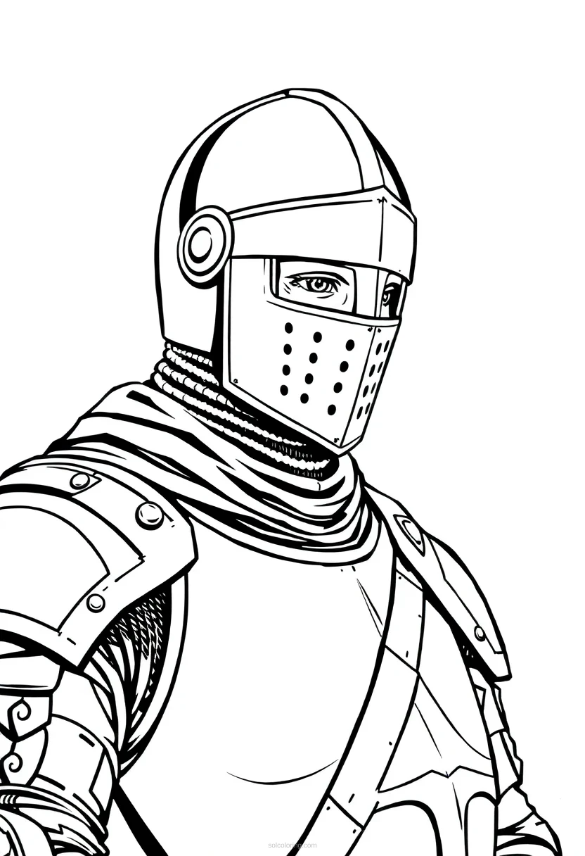 Medieval Knight in Full Armor coloring page for kids