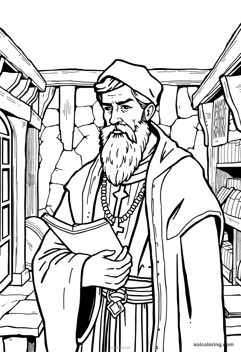 Medieval Monastery Scriptorium coloring pages