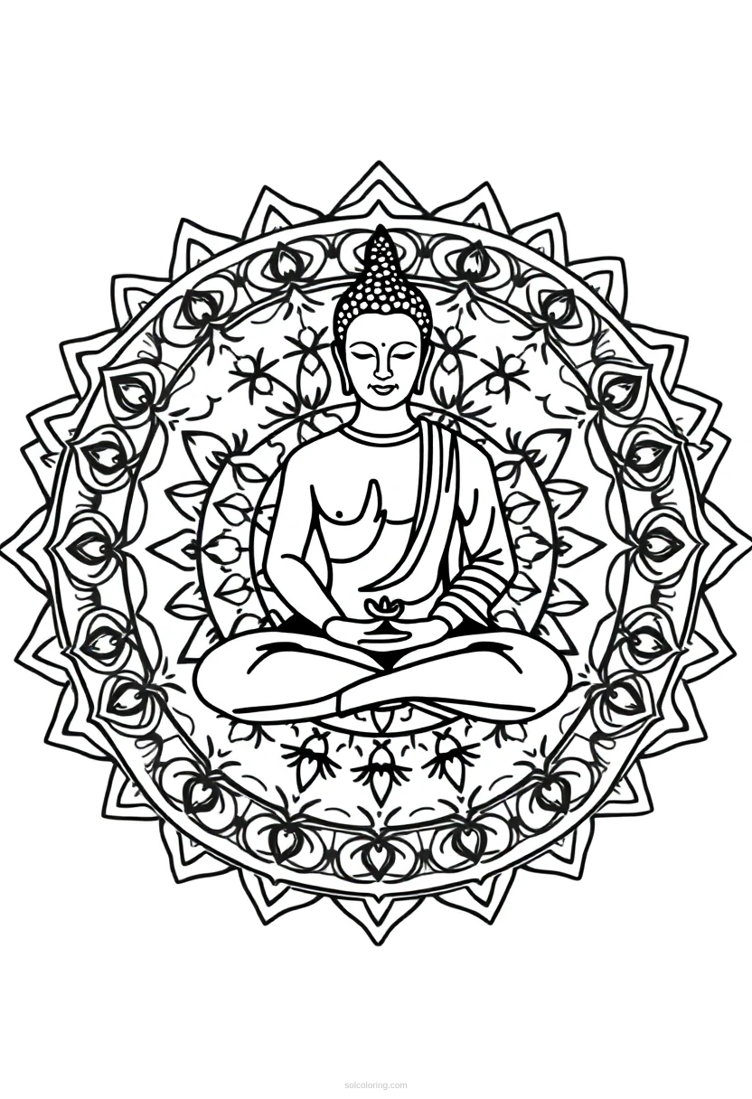 Meditation Buddha Silhouette coloring page for kids