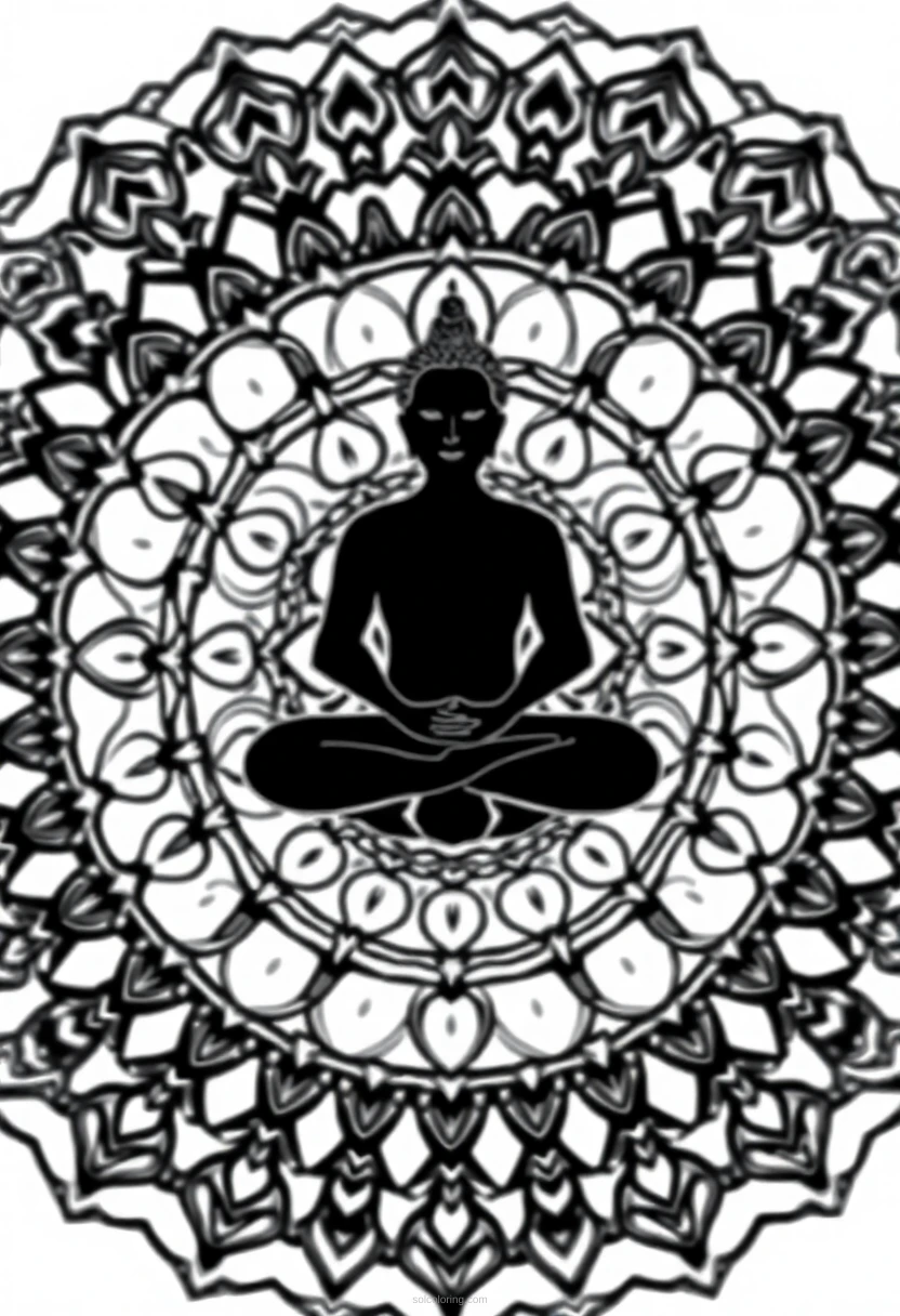 Meditation Buddha Silhouette coloring page for kids