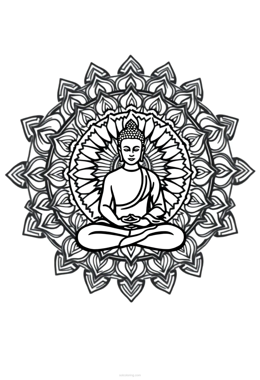 Meditation Buddha Silhouette coloring page for kids