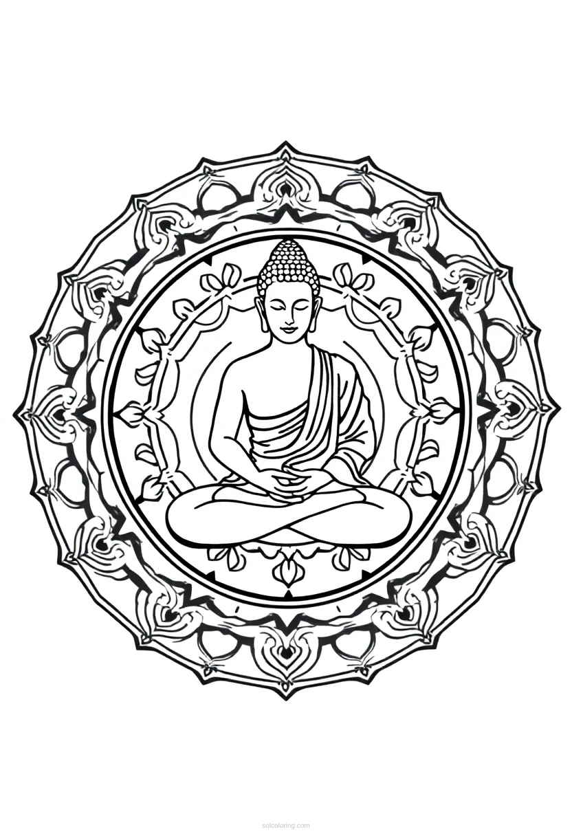 Meditation Buddha Silhouette coloring page for kids
